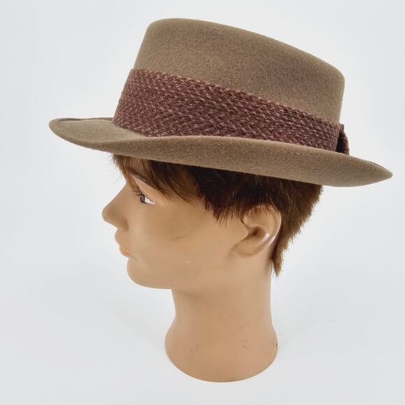Vintage 1940s-50s Manstyle Brown Wool Felt Wide Band Hat Repell-X All Weather - Picture 2 of 13